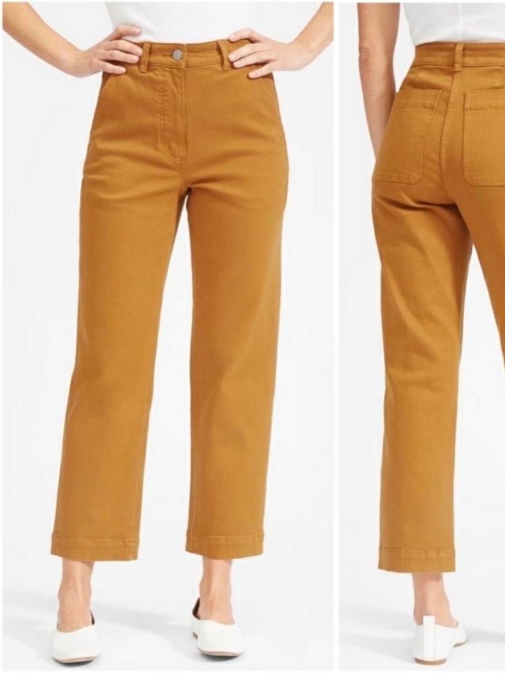 Everlane Women’s Cropped Straight Leg Pants High Rise in Mustard 4